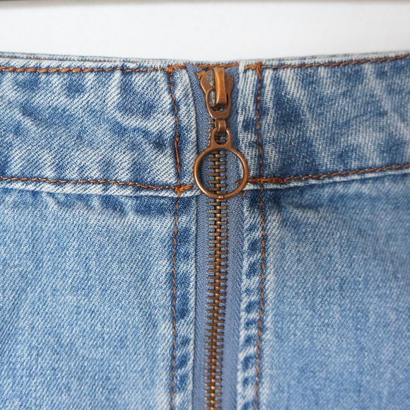 Altar'd State Denim Jean Mini Skirt Zip Front - Picture 3 of 4